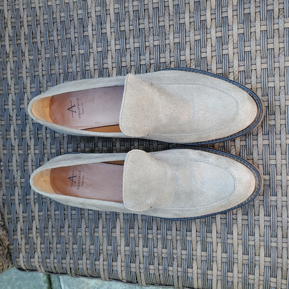 Aquatalia Kelsey Metallic Suede Loafer